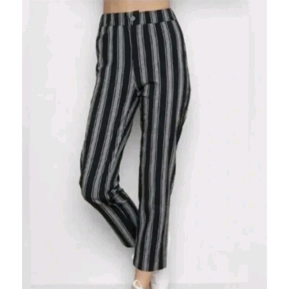 Brandy Melville Womens Pinstriped Cotton Pants Black & White John Galt Indie Y2K